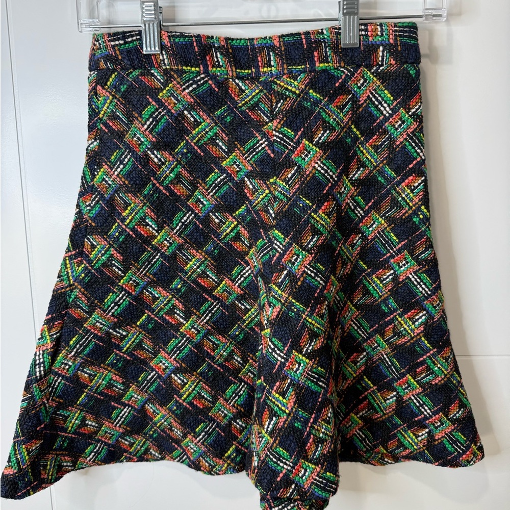 Zara Black Multicolor Patterned A Line Mini Skirt